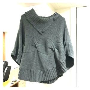 Grey knit poncho